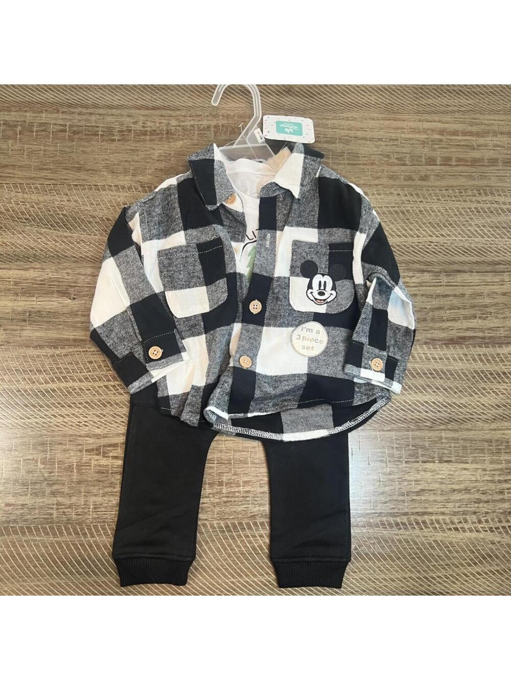 Disney Baby Mickey 3 piece set baby boy Flannel - 6/9M - NWT